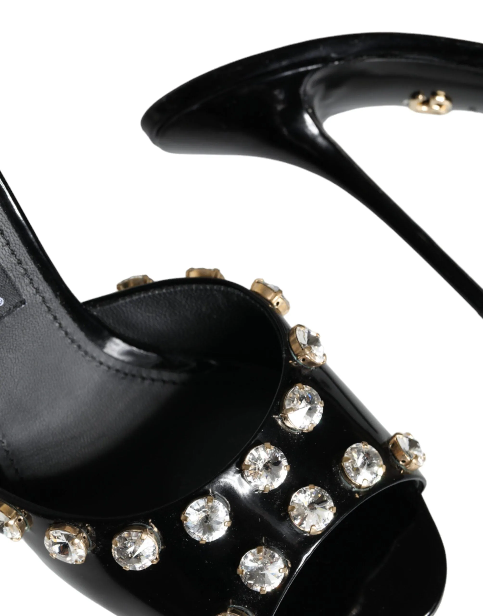 Dolce & Gabbana Black Crystal Heels Keira Sandals Shoes Keir