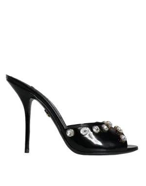 Dolce & Gabbana Black Crystal Heels Keira Sandals Shoes Keir