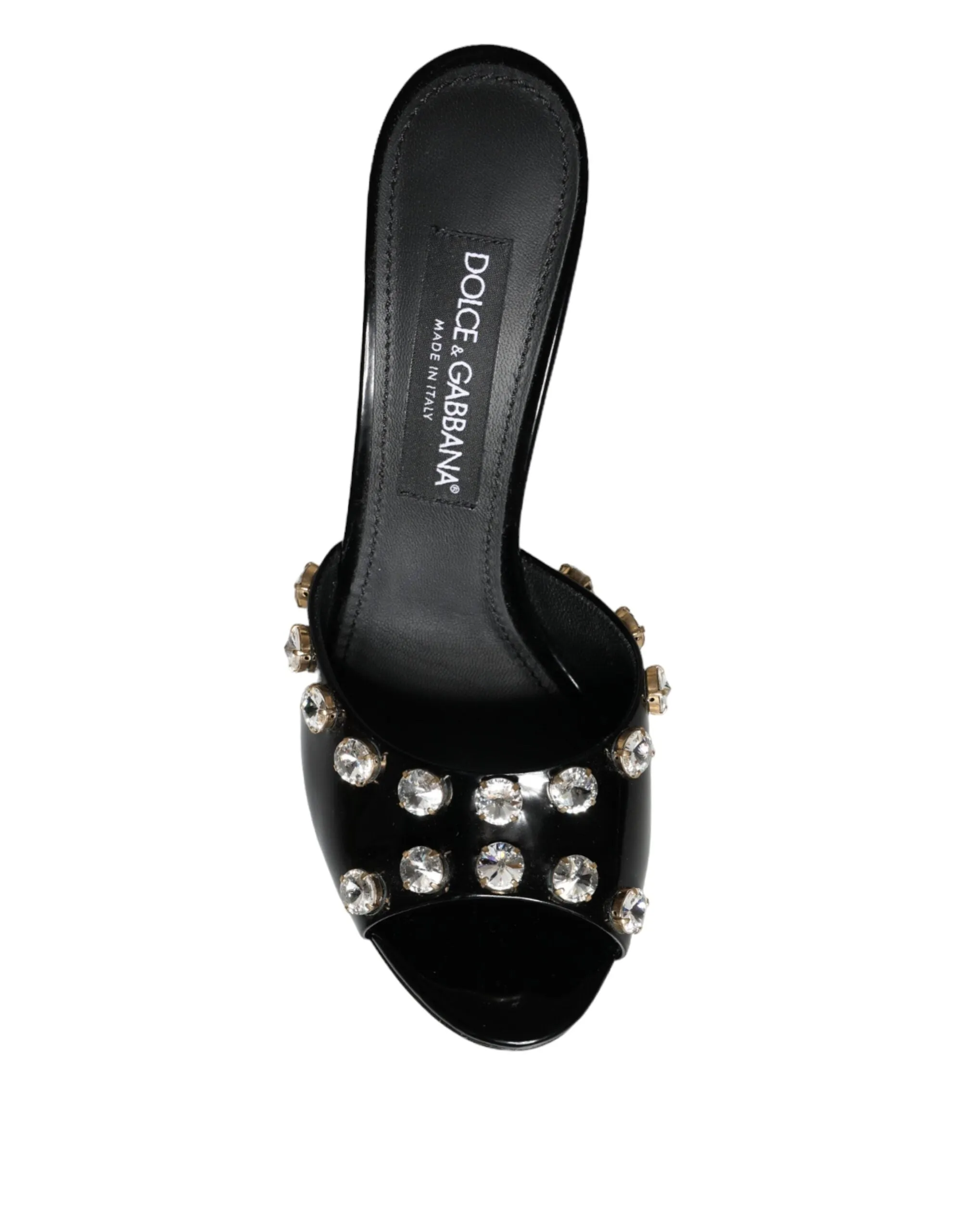 Dolce & Gabbana Black Crystal Heels Keira Sandals Shoes Keir