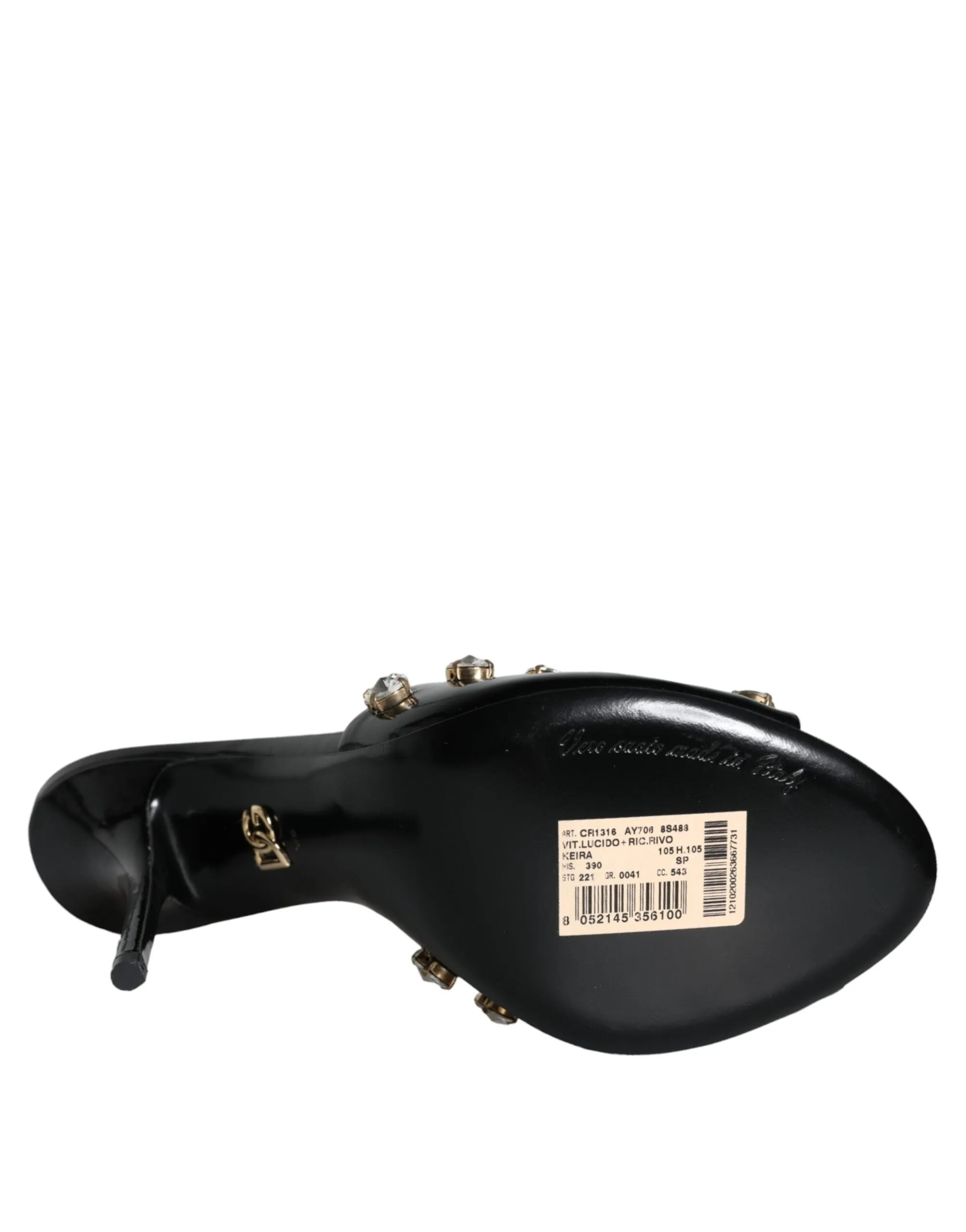 Dolce & Gabbana Black Crystal Heels Keira Sandals Shoes Keir