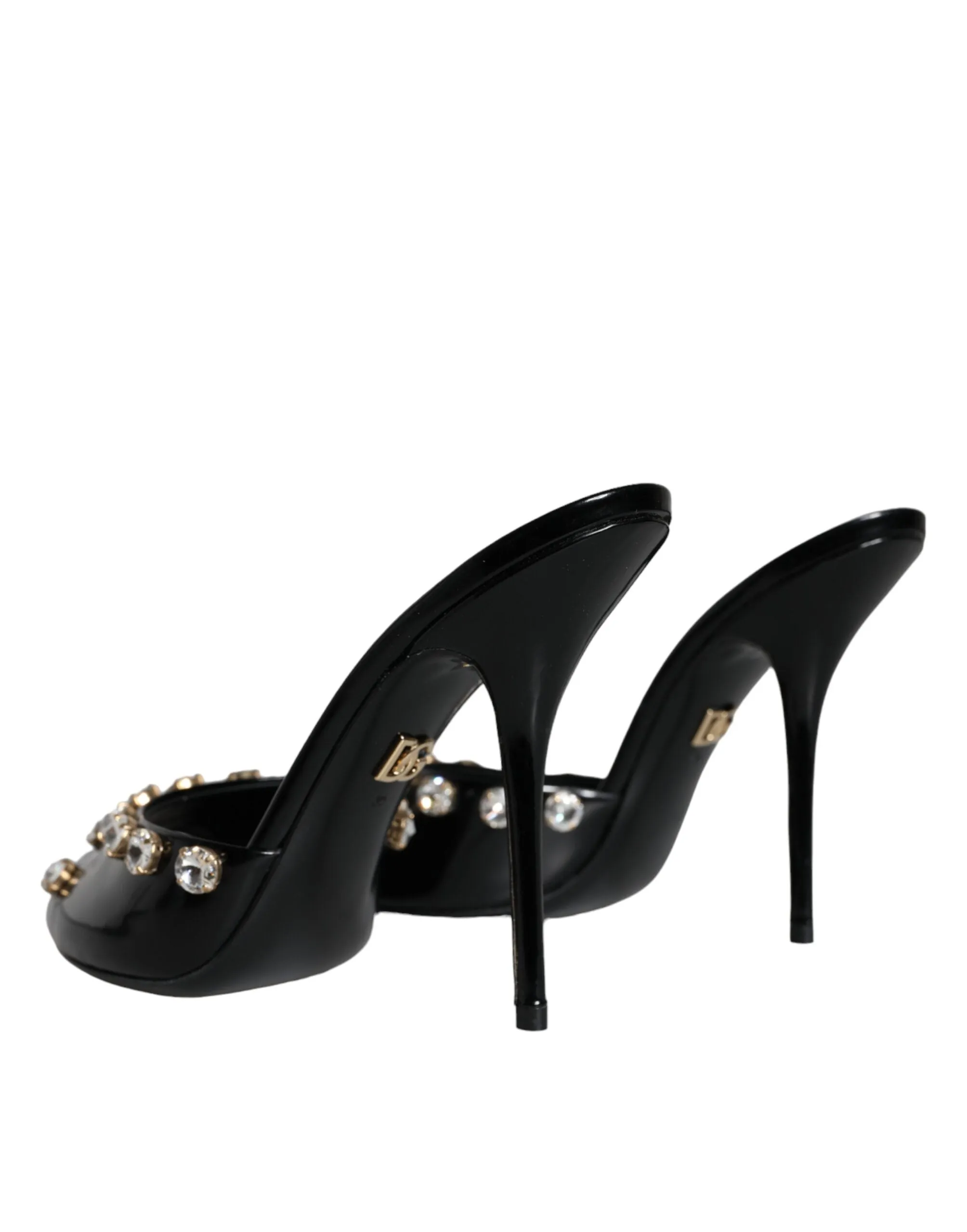 Dolce & Gabbana Black Crystal Heels Keira Sandals Shoes Keir
