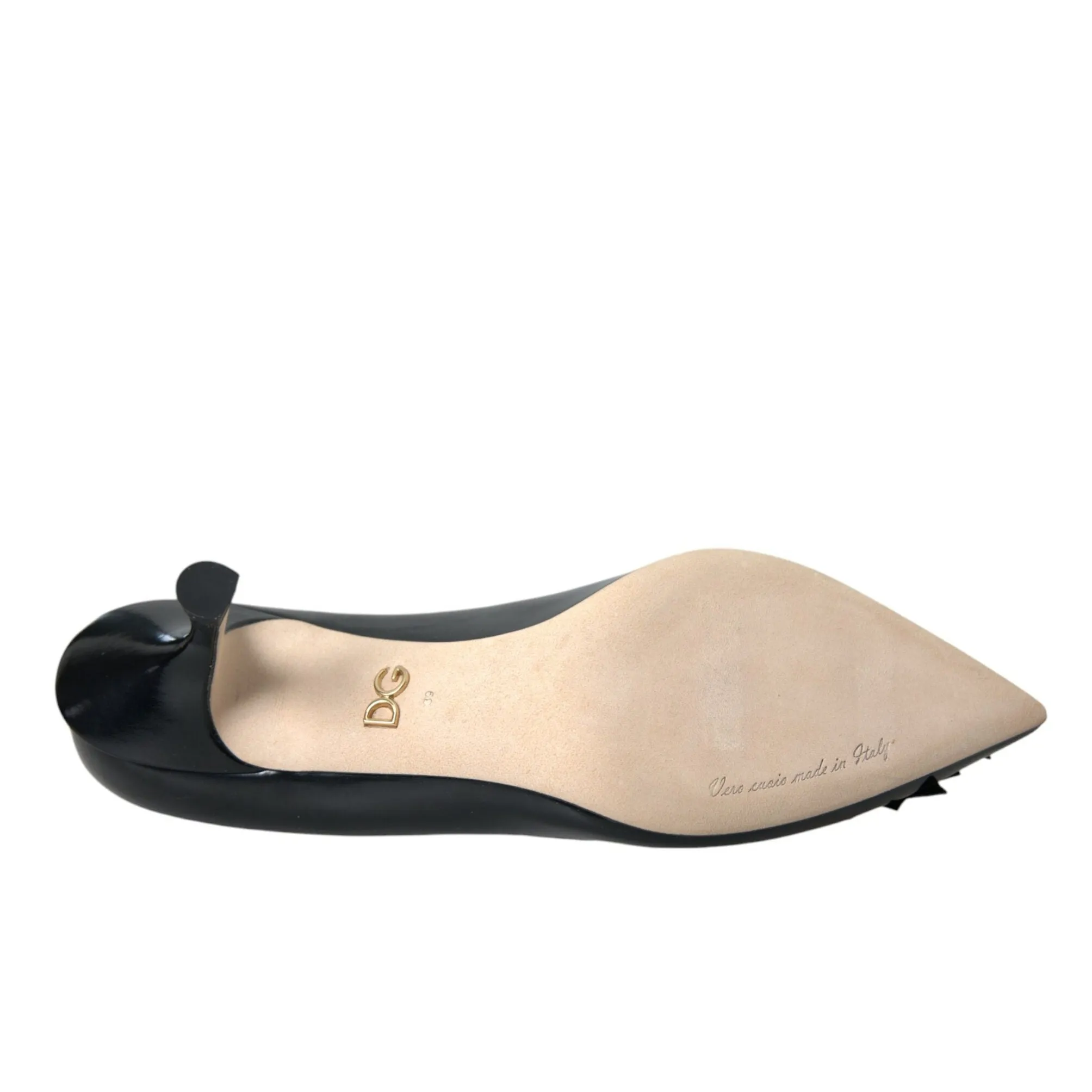 Dolce & Gabbana Black Leather BOOM Patch Heels Pumps Shoes