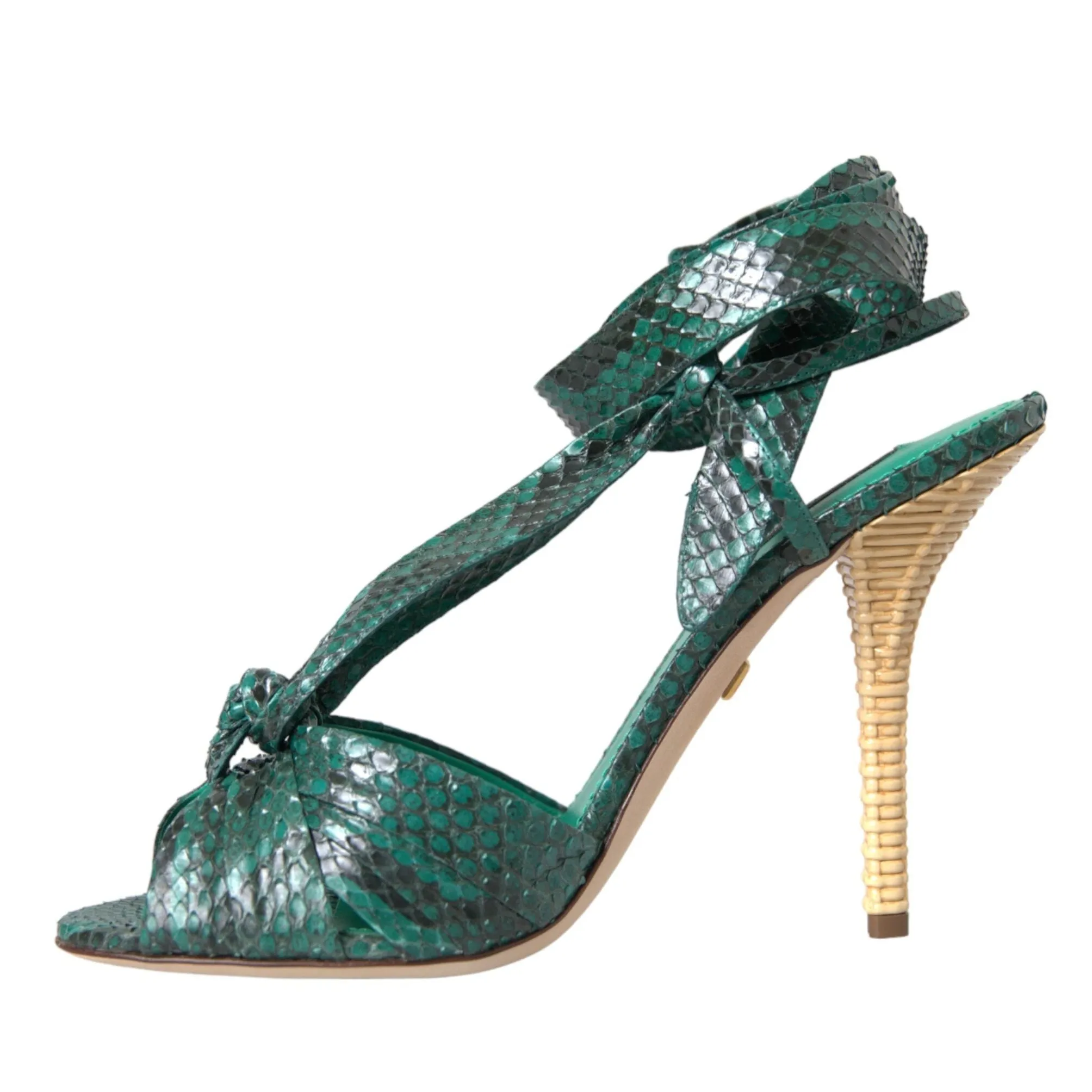 Dolce & Gabbana Green Exotic Leather Heels Sandals Shoes