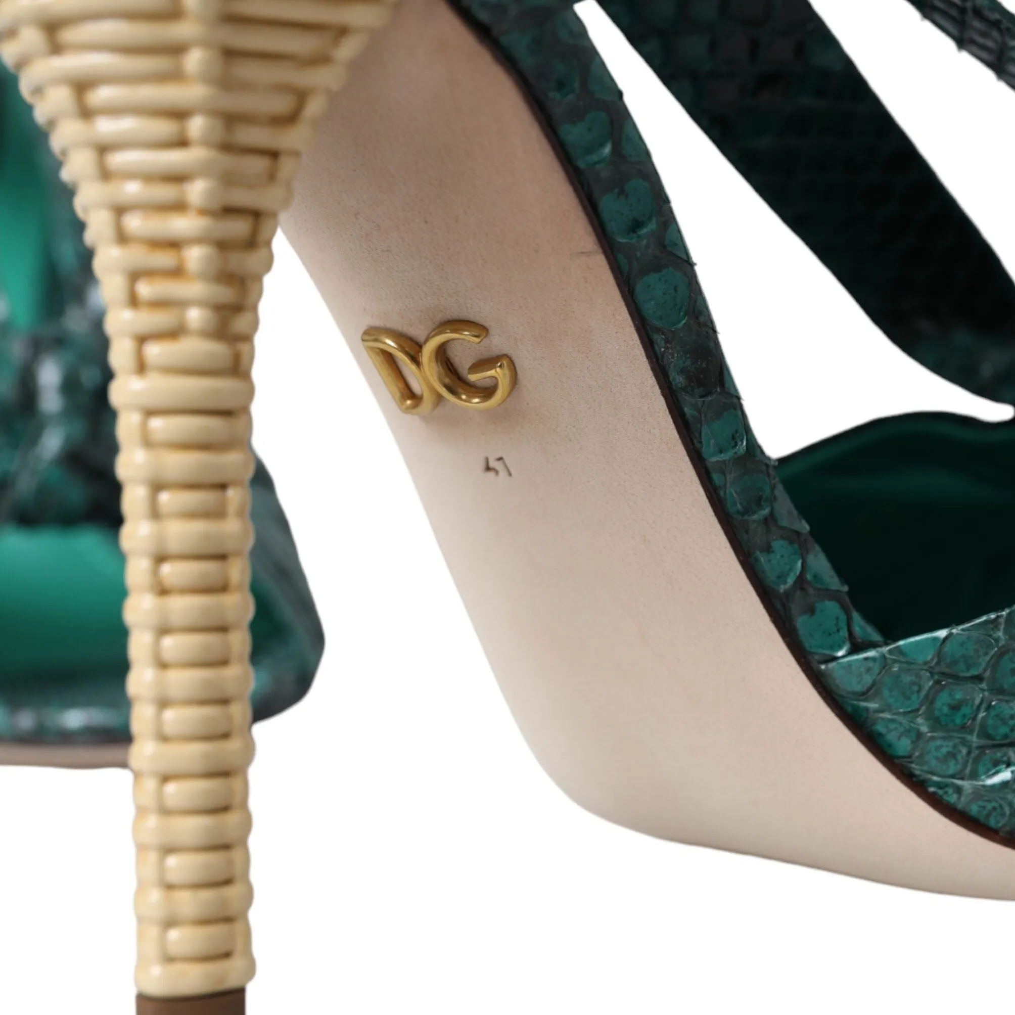 Dolce & Gabbana Green Exotic Leather Heels Sandals Shoes
