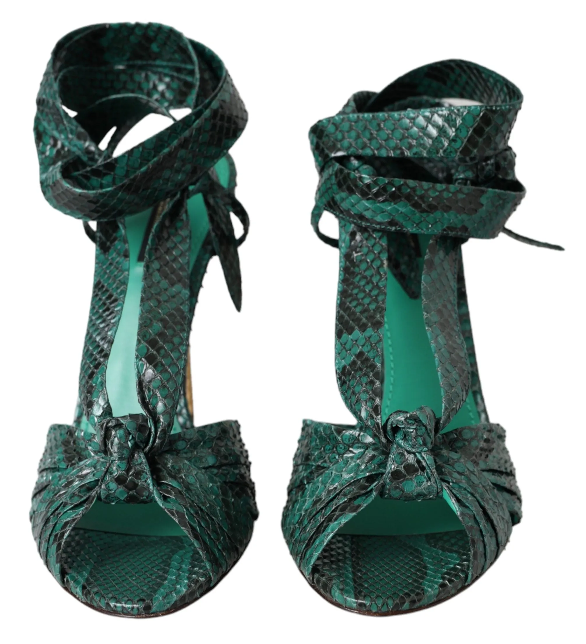Dolce & Gabbana Green Exotic Leather Heels Sandals Shoes