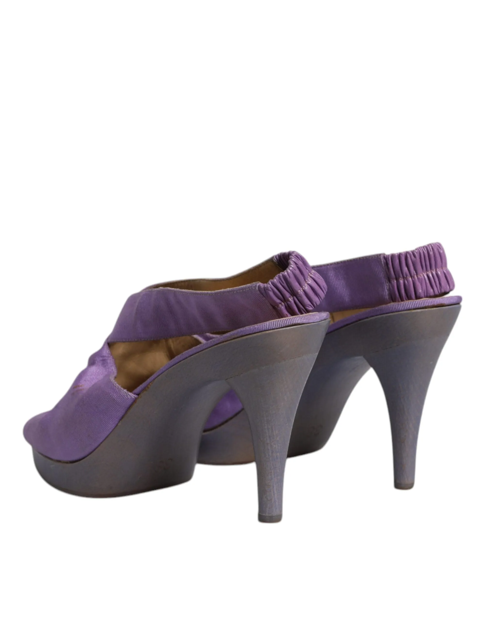 Dolce & Gabbana Purple Platform Slingback Heels Sandals Shoes