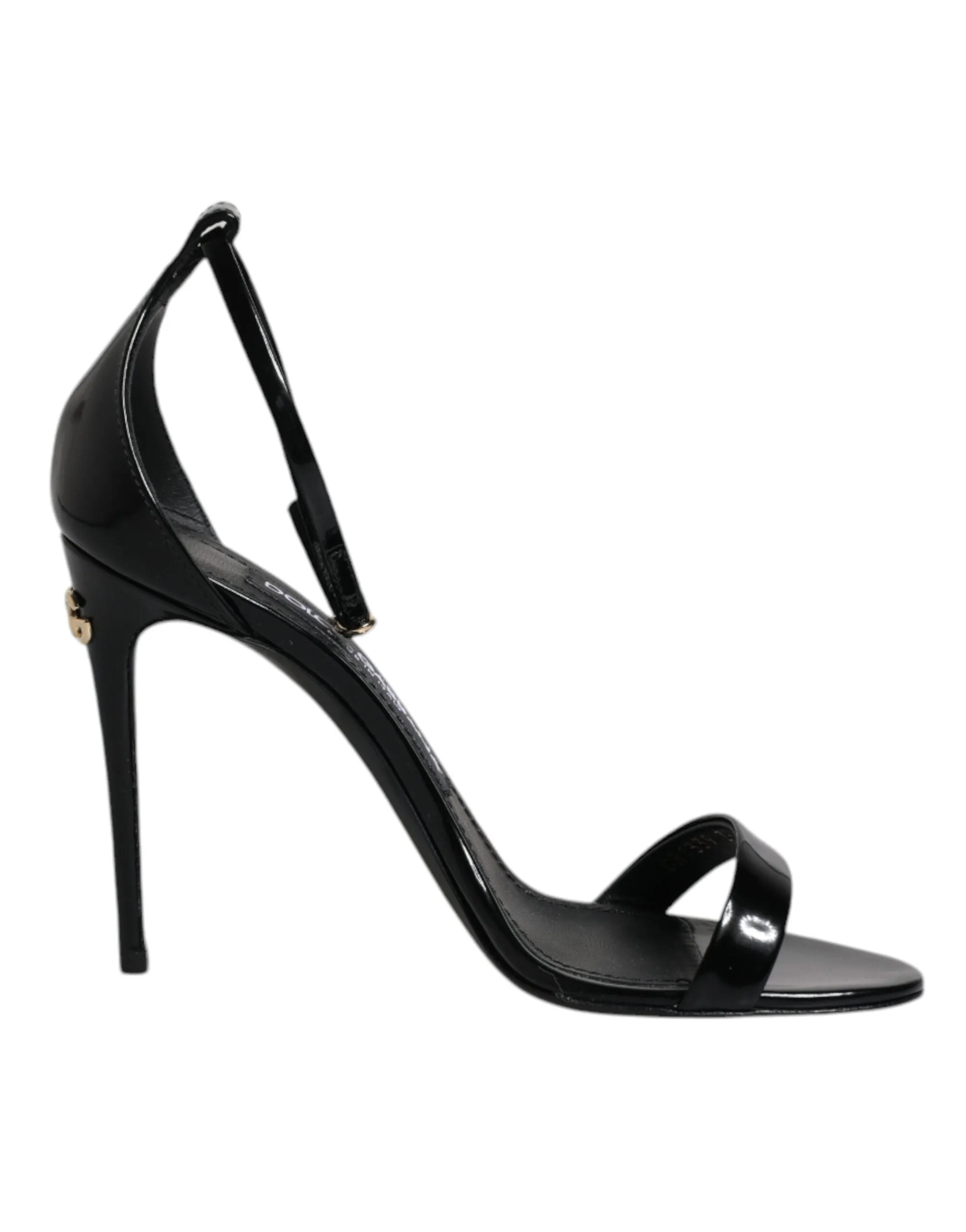 Dolce&Gabbana KEIRA Women Black Sandals 100% Leather Ankle Strap Shoes EUR 35.5