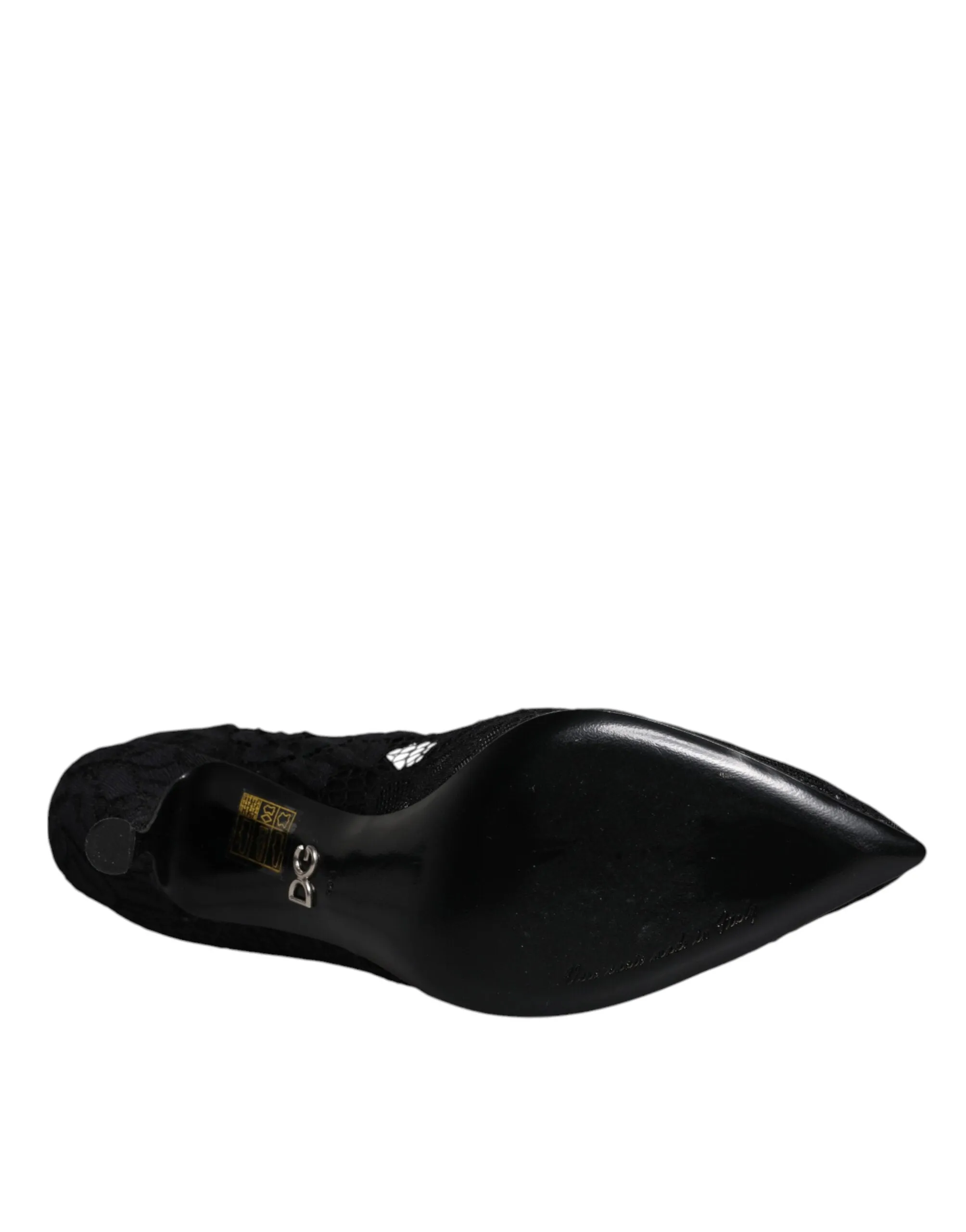 Dolce&Gabbana Women Black Pumps Nylon Floral High Heel Mary Jane Shoes EUR 39.5