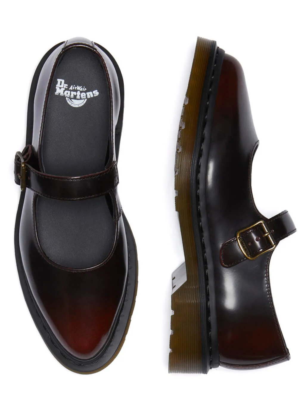 Dr. Martens Elphie Arcadia Leather Ballerinas Cherry Red