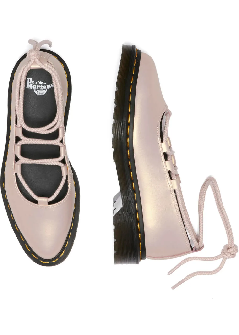 Dr. Martens Elphie II Leather Ballerinas Powder Pink Gold
