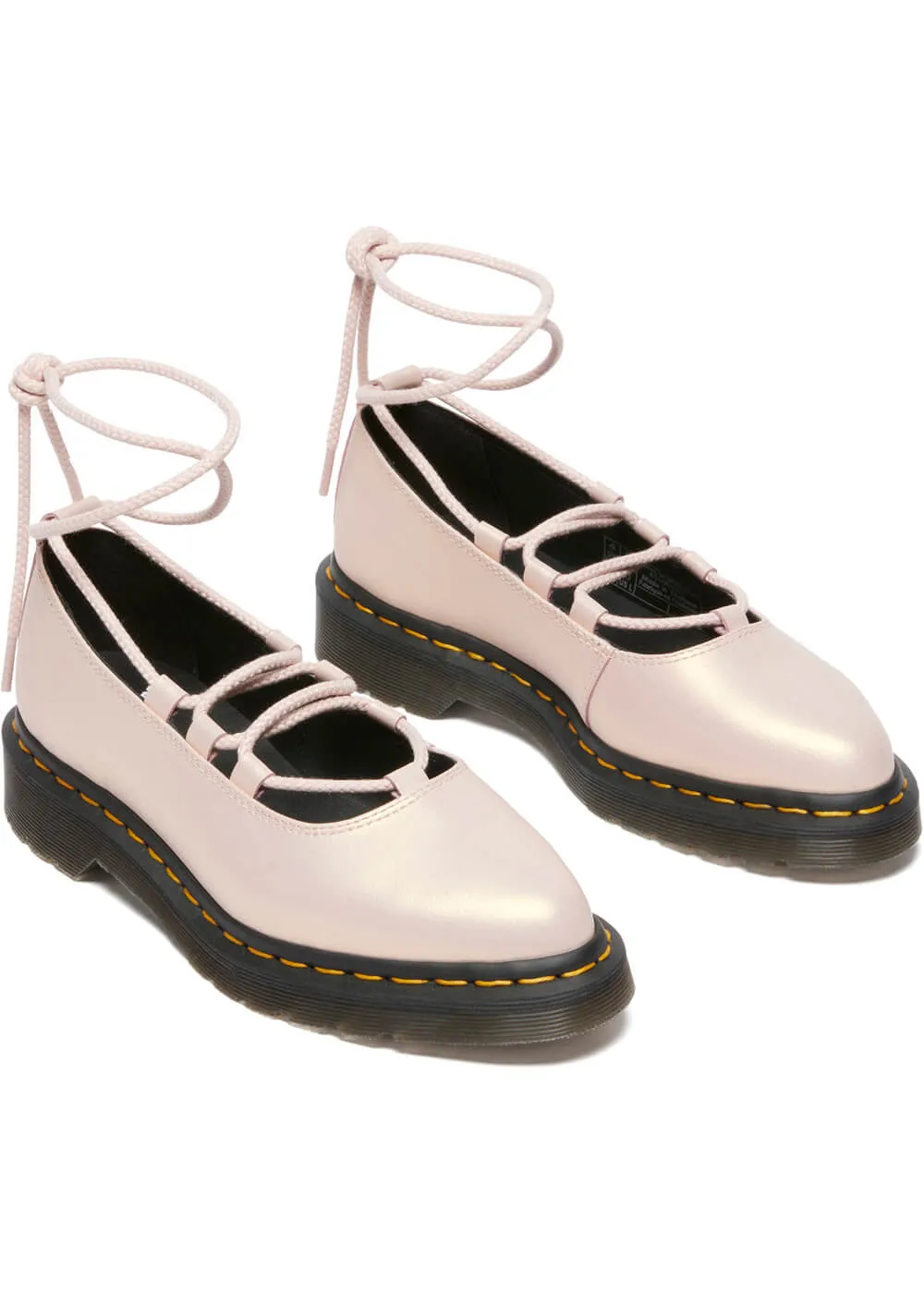 Dr. Martens Elphie II Leather Ballerinas Powder Pink Gold
