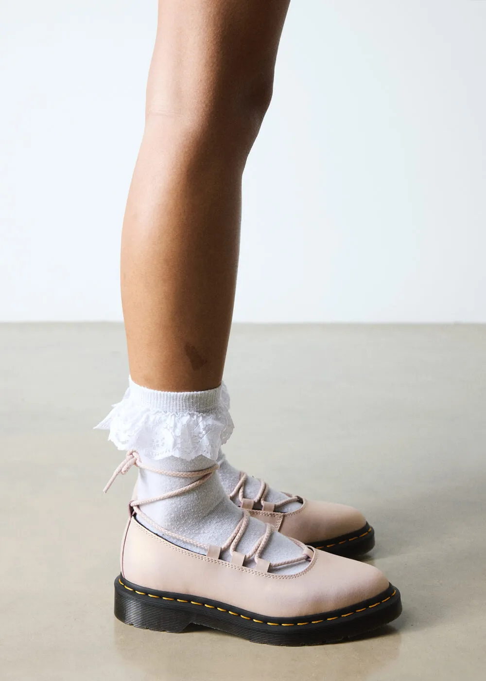 Dr. Martens Elphie II Leather Ballerinas Powder Pink Gold