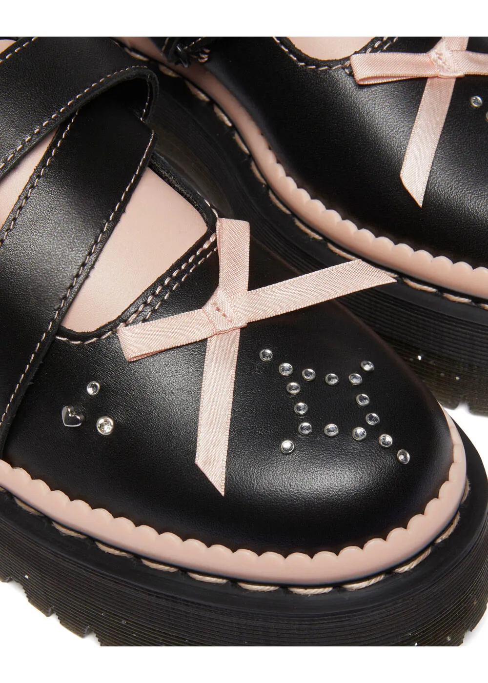 Dr. Martens Kemsley Leather Platform Shoes Black Pink