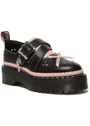 Dr. Martens Kemsley Leather Platform Shoes Black Pink