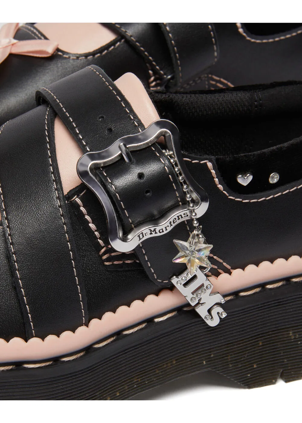 Dr. Martens Kemsley Leather Platform Shoes Black Pink