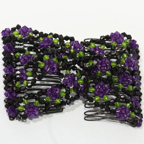 Easy Double Comb - African Butterfly with Black Beads and Colored Daisy Design