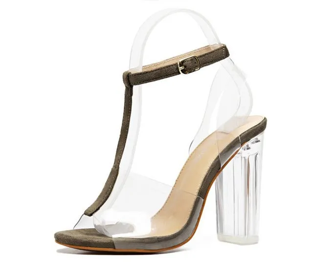 Eilyken 2018 PVC Jelly Sandals  Crystal Leopard Open Toed High Heels Women Transparent Heel Sandals Slippers Discount Pumps 11CM