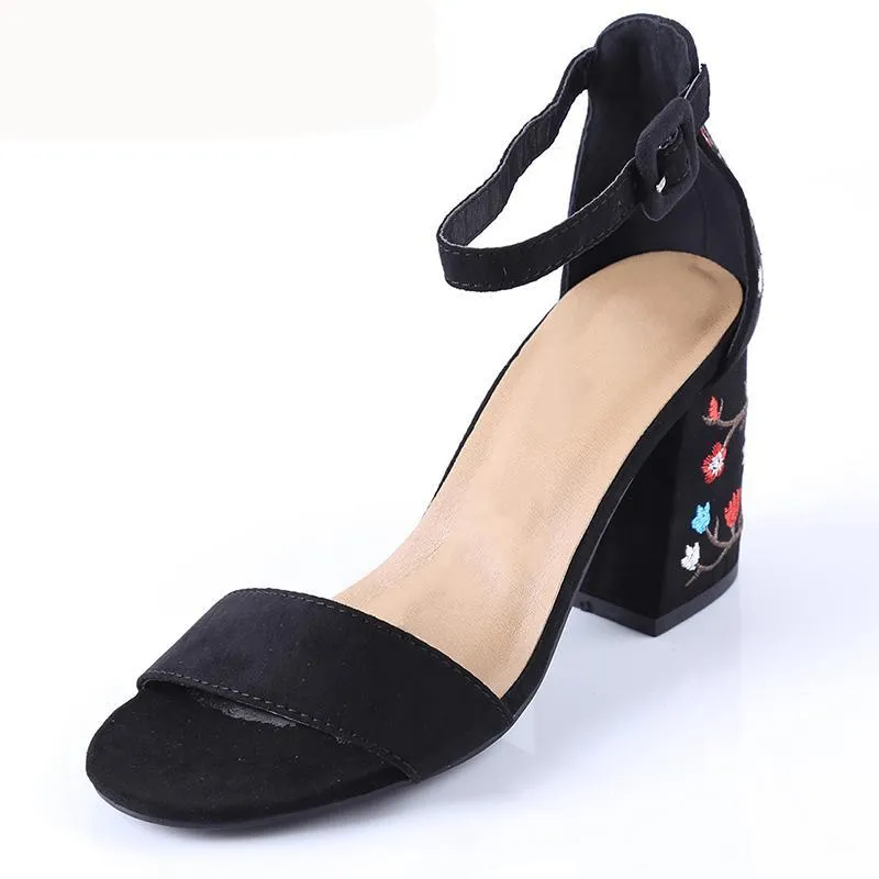 Embroider High Heel Women Sandals
