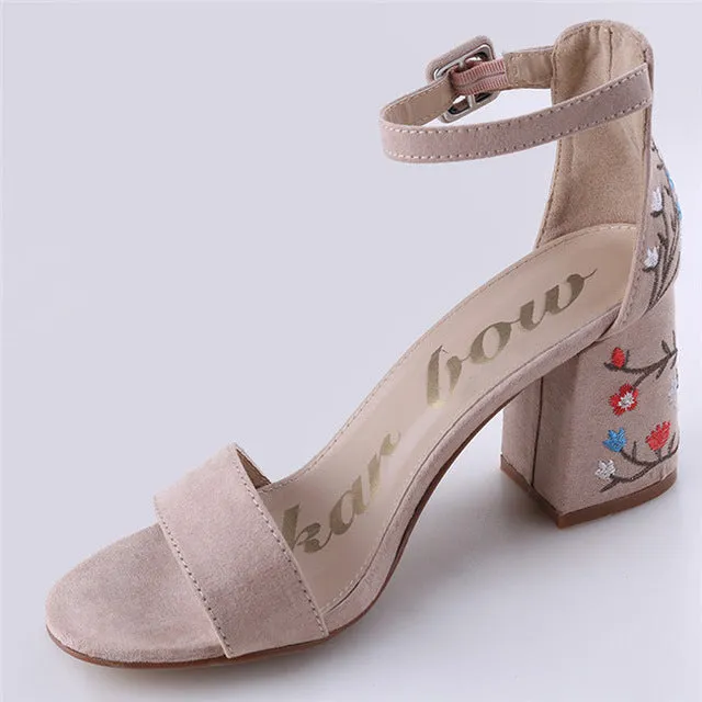 Embroider High Heel Women Sandals