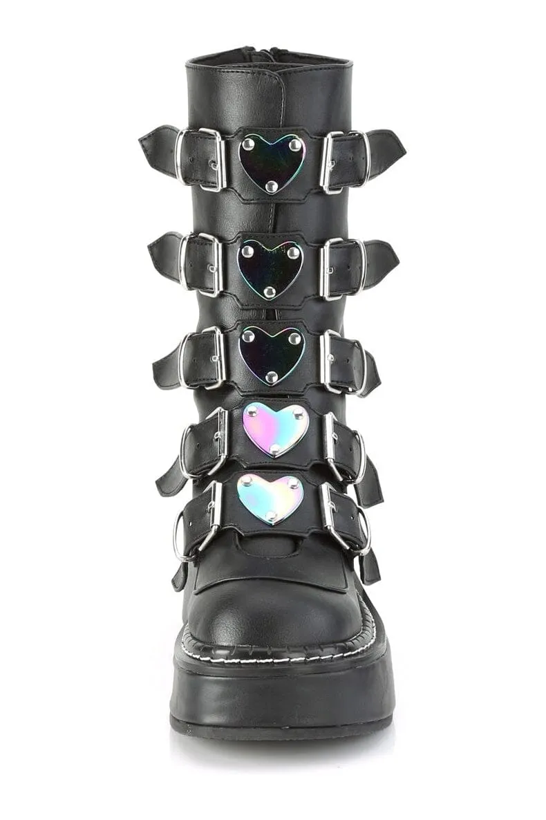 EMILY-330 Black Vegan Leather Knee Boot