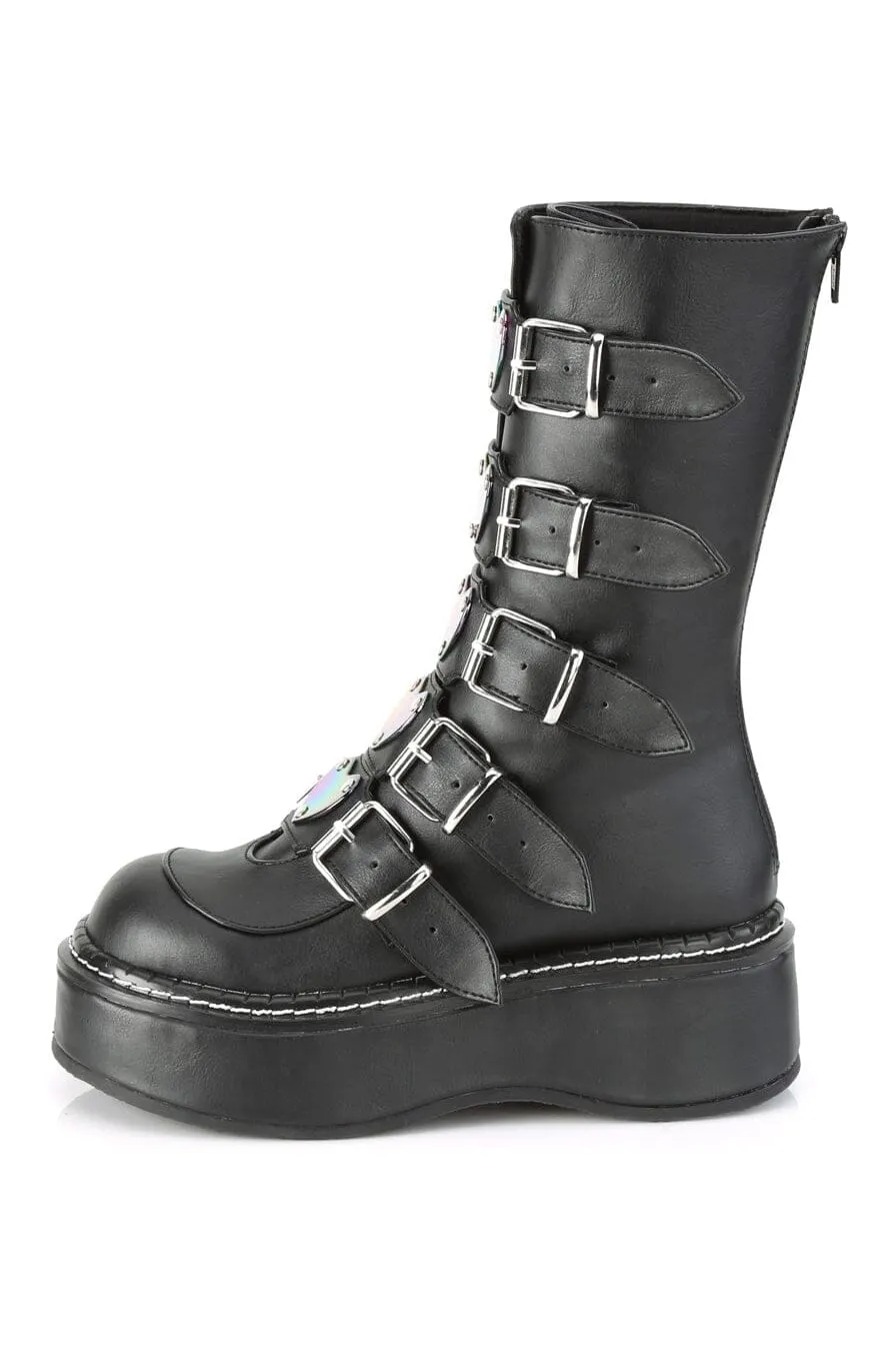 EMILY-330 Black Vegan Leather Knee Boot