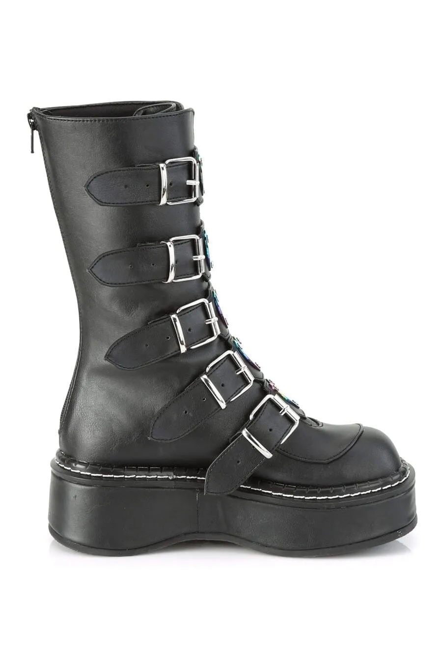 EMILY-330 Black Vegan Leather Knee Boot
