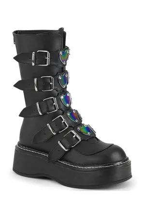 EMILY-330 Black Vegan Leather Knee Boot