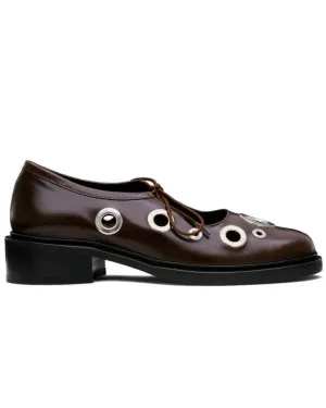 fabiana eyelet / dark brown napa