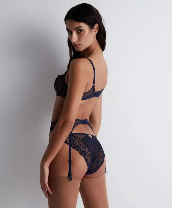 Feeling Myself Lace Demi Cup Bra In Astral Blue - Aubade