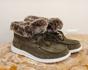 Fira Khaki Cozy Lace Up