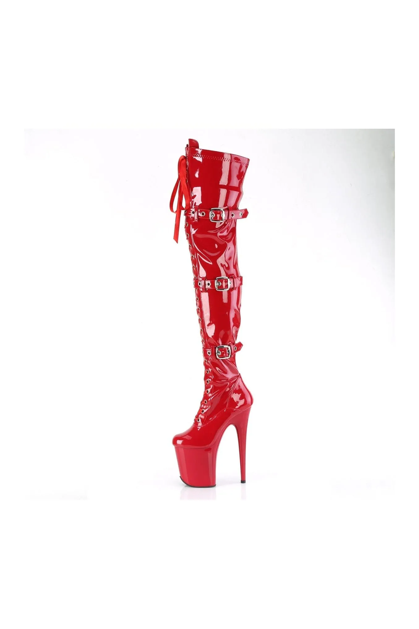 FLAMINGO-3028 Red Patent Thigh Boot