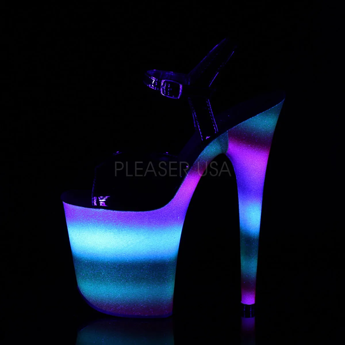 FLAMINGO-809WR  Black Patent/Rainbow Glitter