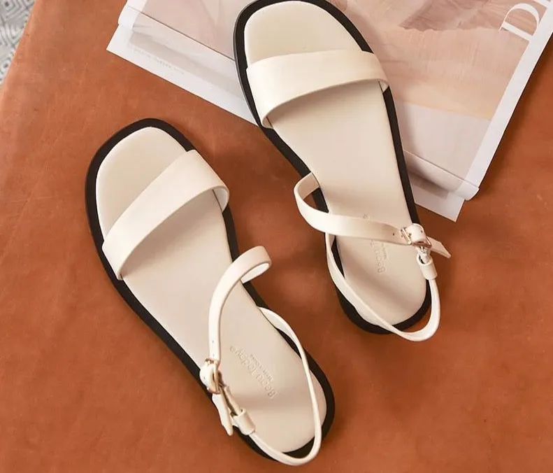 Flat Sandals Women Genuine Calf Leather Gladiator Lady Summer Strap Casual Shoes for Female Handmade