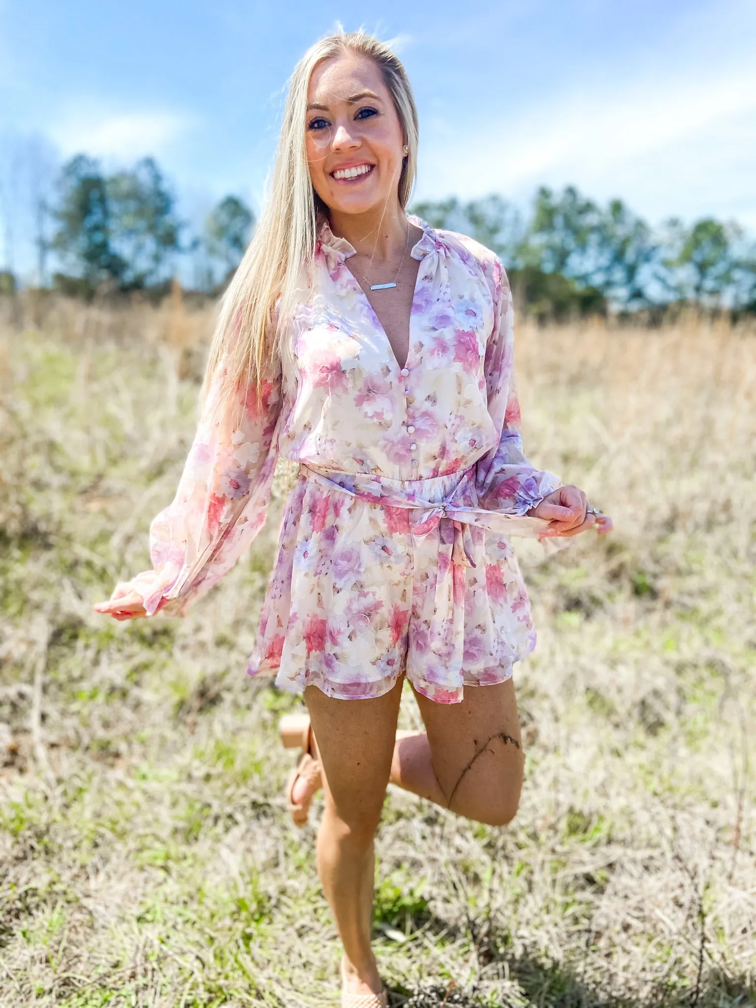 Floral Chiffon Print Romper