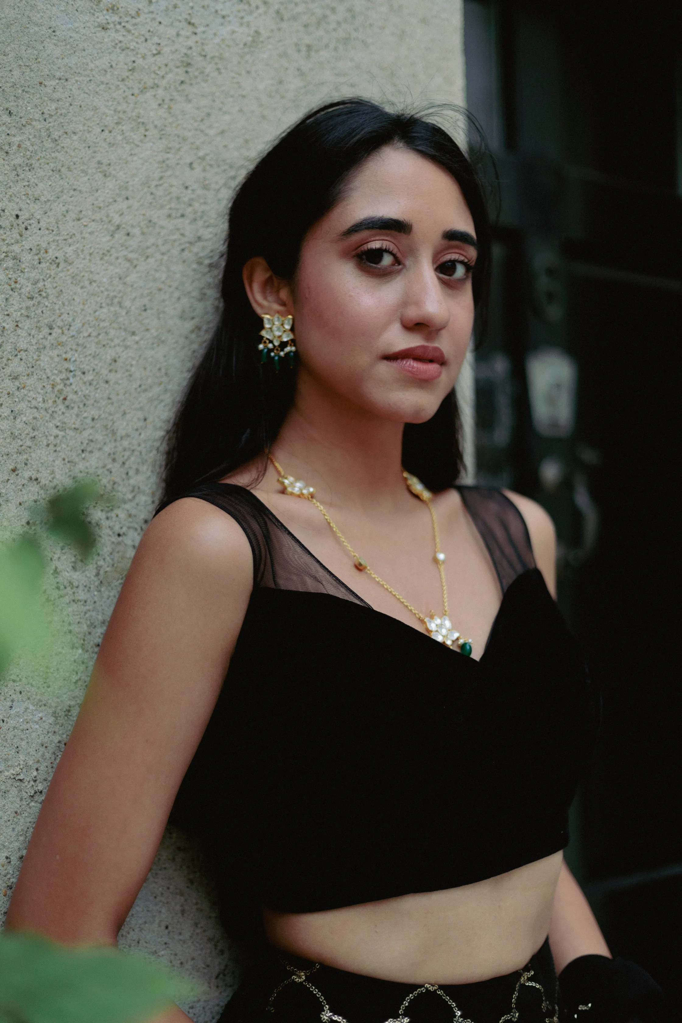 Floral Long Green Necklace
