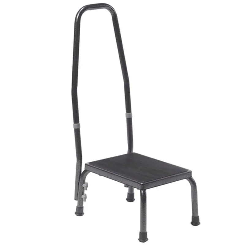Footstool with Non Skid Rubber Platform and Handrail - 1 Each