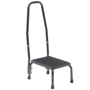 Footstool with Non Skid Rubber Platform and Handrail - 1 Each