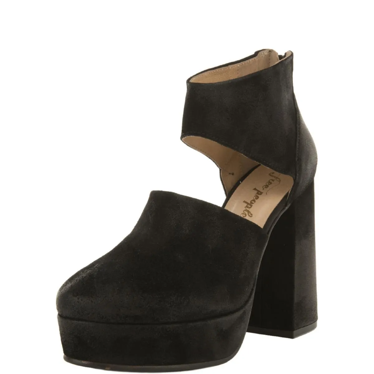 Free People Luxor Black Suede Platform Heels Black