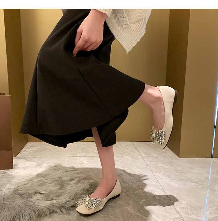 French Style Women's Shoes Soft Sole Soft Surface Low Heel Flat Shoes