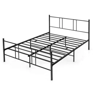 Full/Queen Size Platform Bed Frame with High Headboard-Queen Size - Color: Black