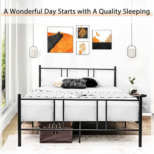 Full/Queen Size Platform Bed Frame with High Headboard-Queen Size - Color: Black