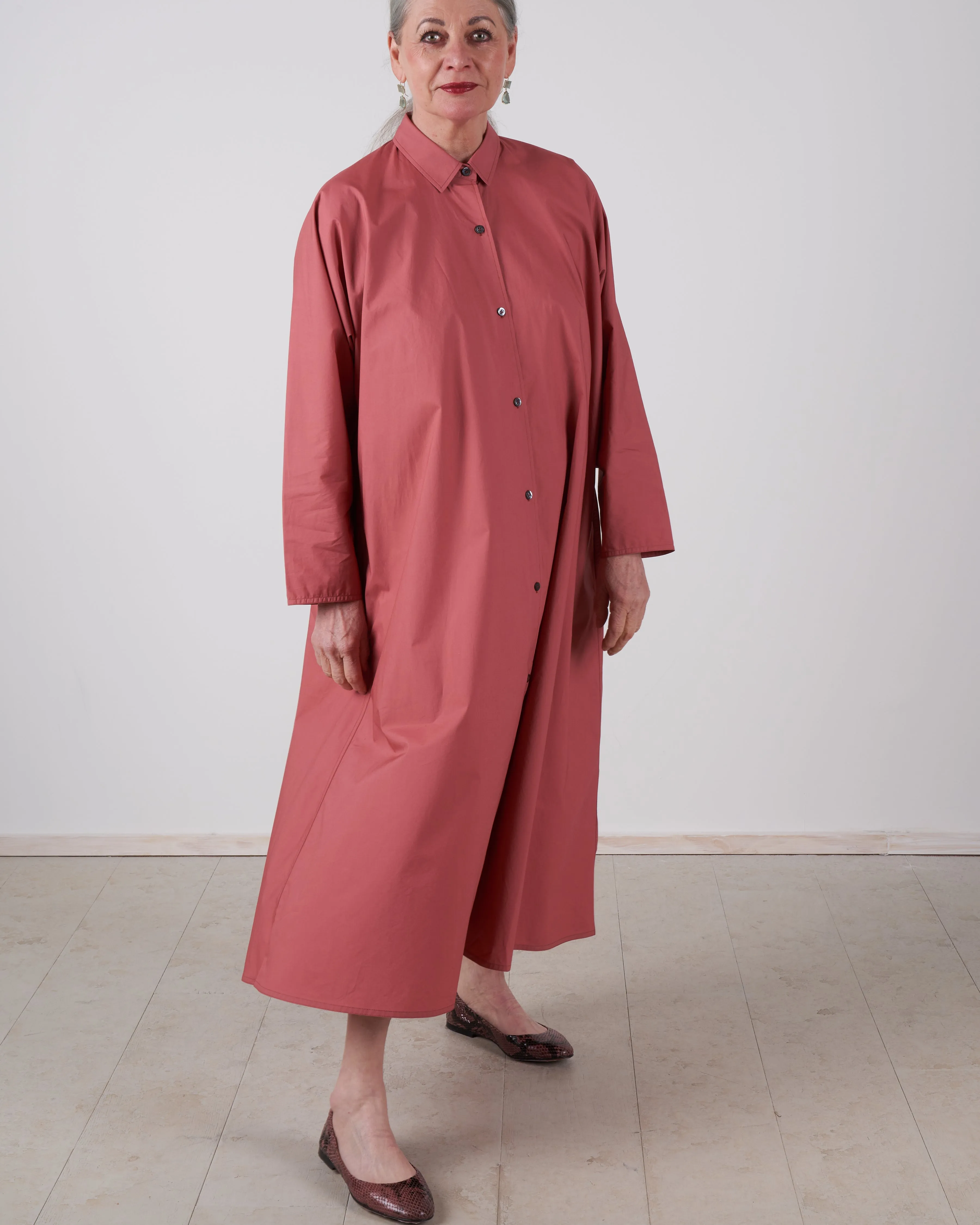 fully buttoned shirt dress - terracotta