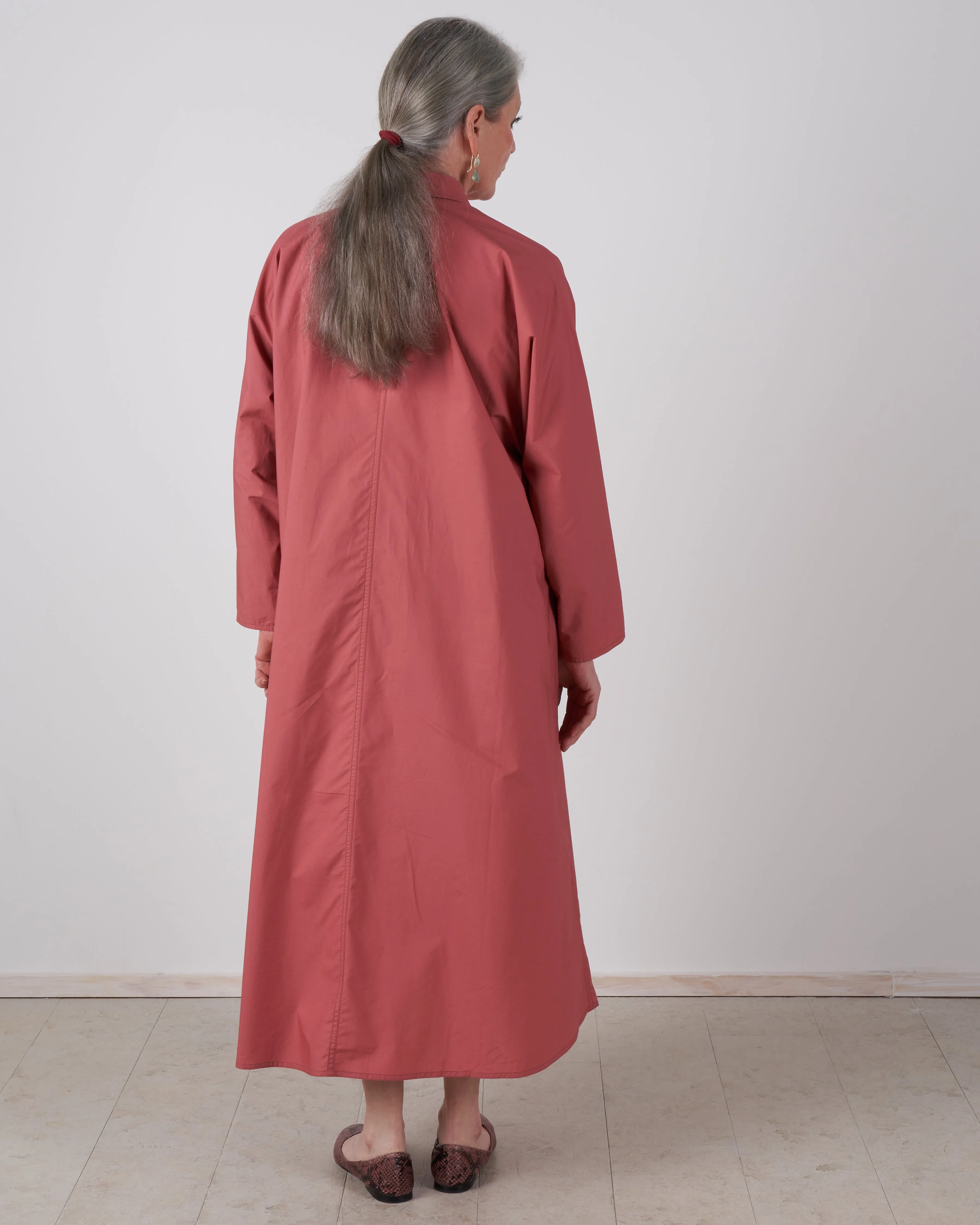 fully buttoned shirt dress - terracotta