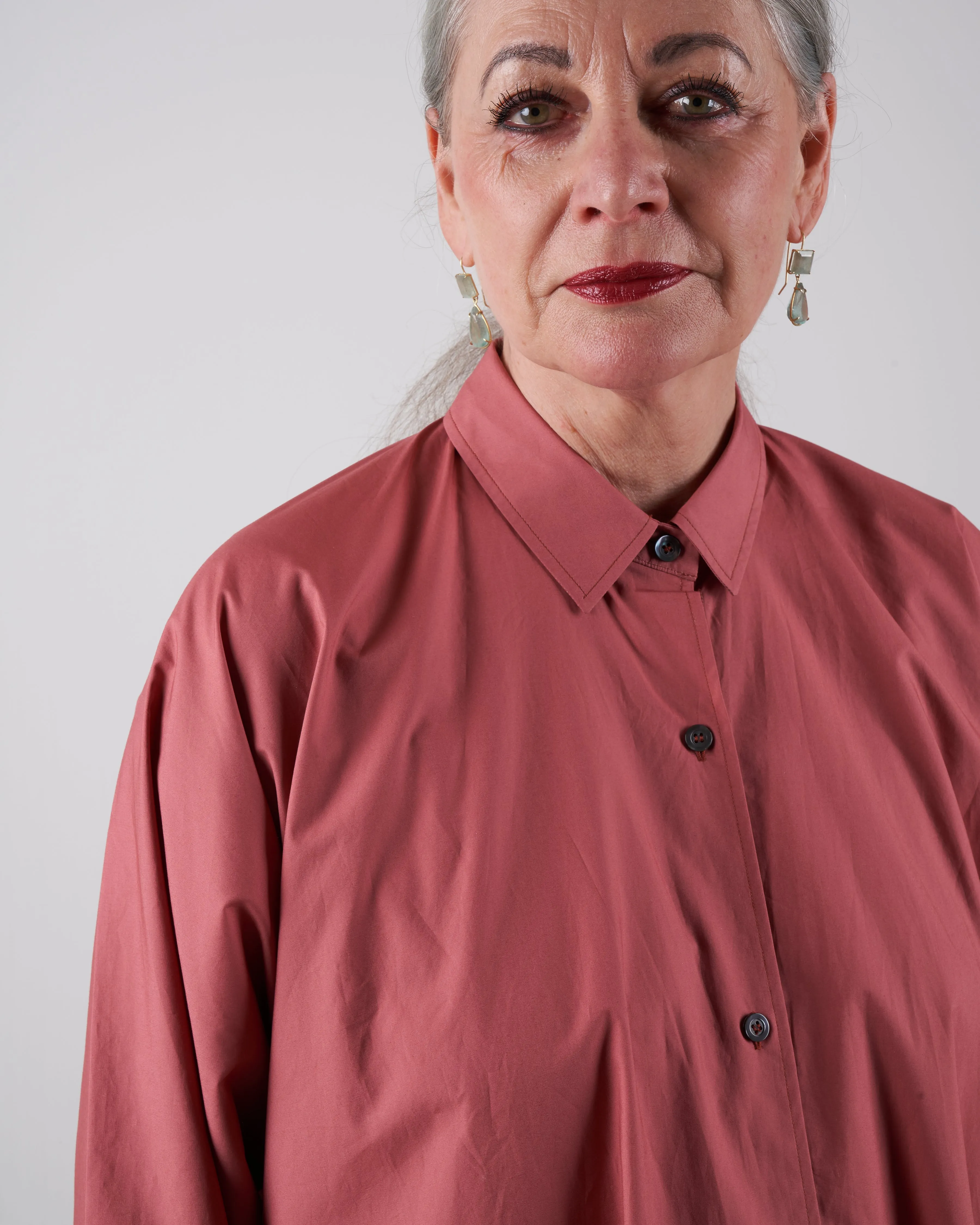 fully buttoned shirt dress - terracotta