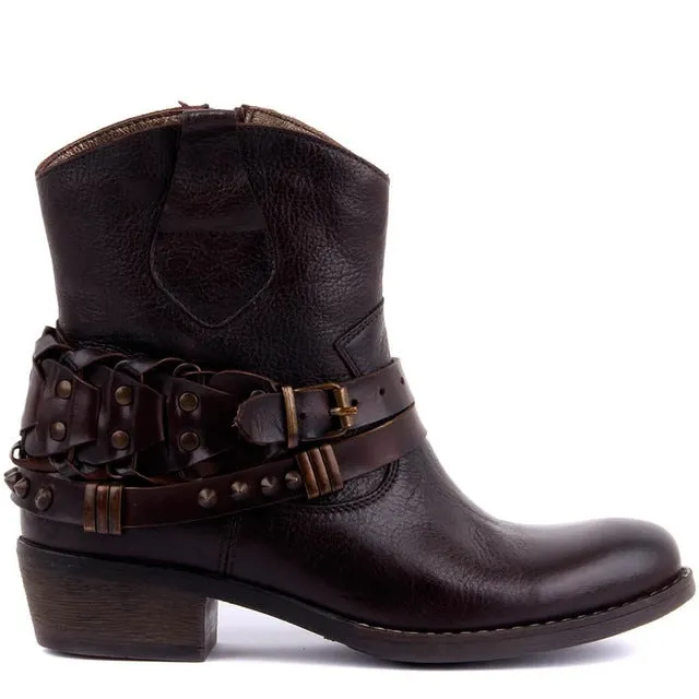 Genuine Leather Women Boots Ladies Leather Autumn Winter Casual Boots