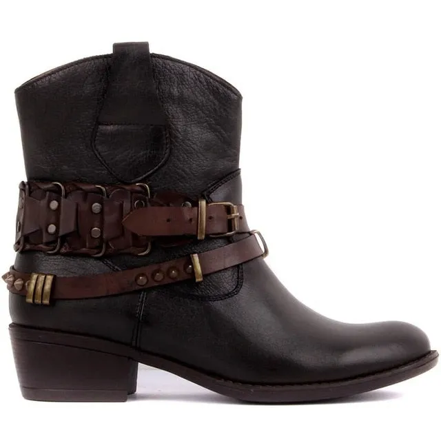 Genuine Leather Women Boots Ladies Leather Autumn Winter Casual Boots