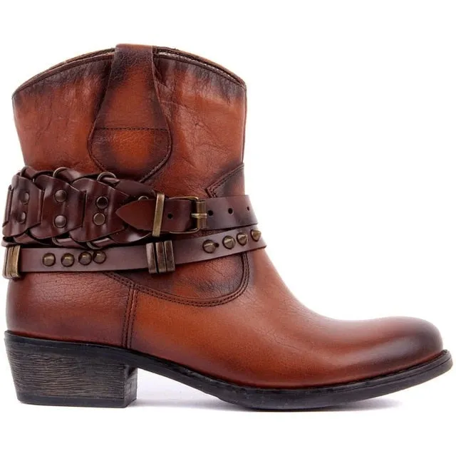 Genuine Leather Women Boots Ladies Leather Autumn Winter Casual Boots
