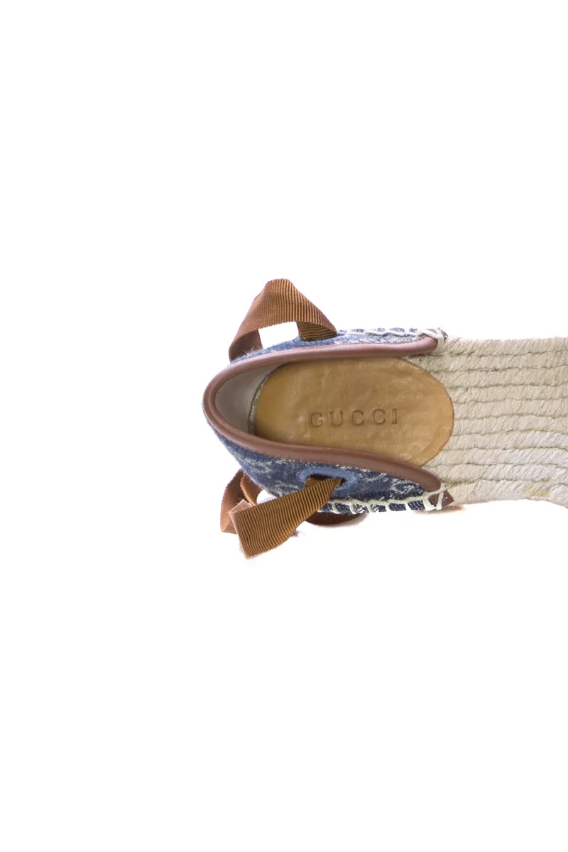 GG Denim Espadrille Wedges - Size 36