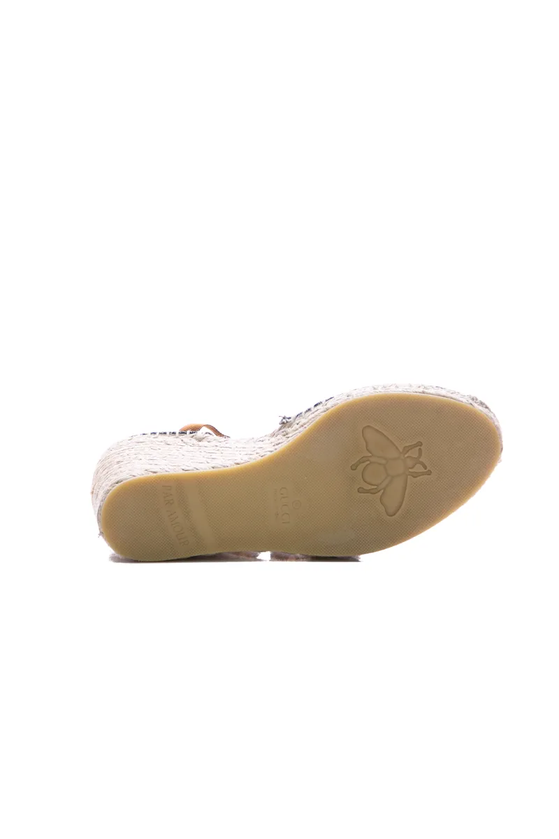 GG Denim Espadrille Wedges - Size 36