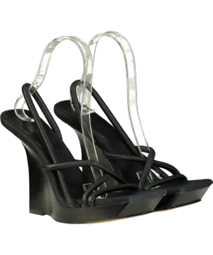 GIA BORGHINI Black X Rhw Leather Wedges UK 4 EU 37 👠
